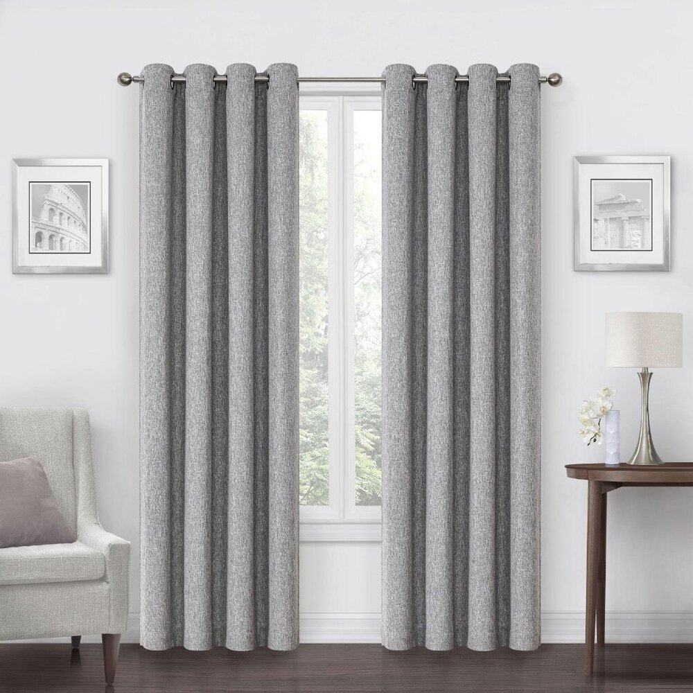 NEW Max Blackout Campbell Grommet Blackout Single Curtain Panel Gray 50x95